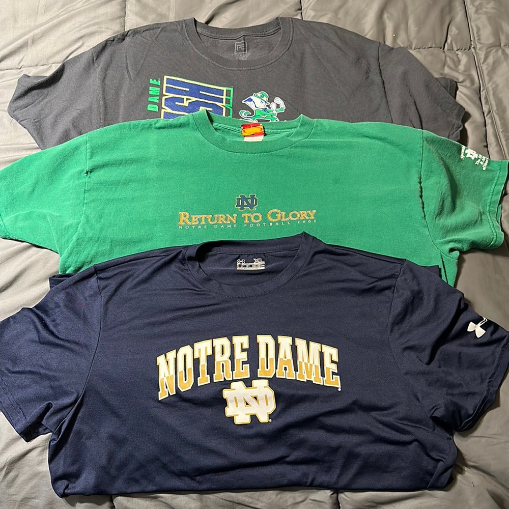 Lot of 3 used XL Notre Dame t-shirts